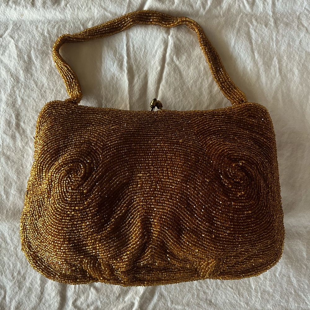 Vintage beaded wrist clutch